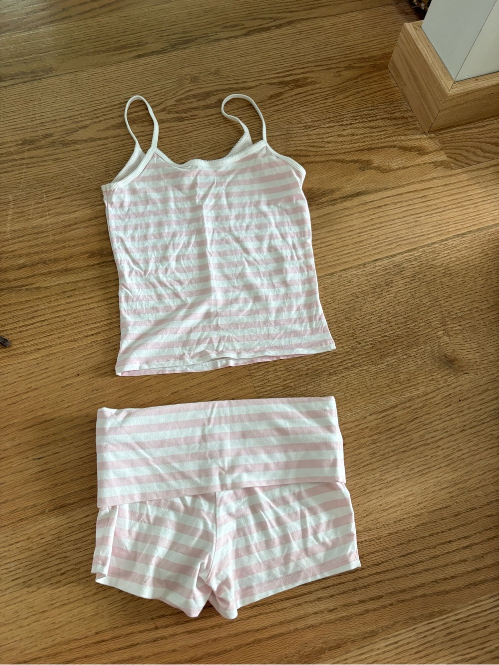 Striped Pink & White Women's Sleep Tank and Short Set
